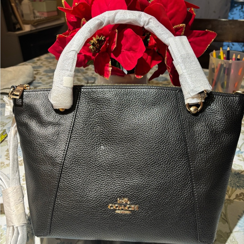 Brand new Coach Black Leather Tote Bag great for Christmas